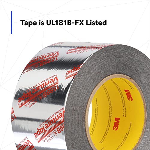Image of Venture Tape 3M UL181B-FX Polypropylene Duct Tape 1599B, Silver Color, UL Printed, Cold Weather Adhesion, Acrylic Adhesive, Sealing, 2.83 in x 120 yd, 3 mil