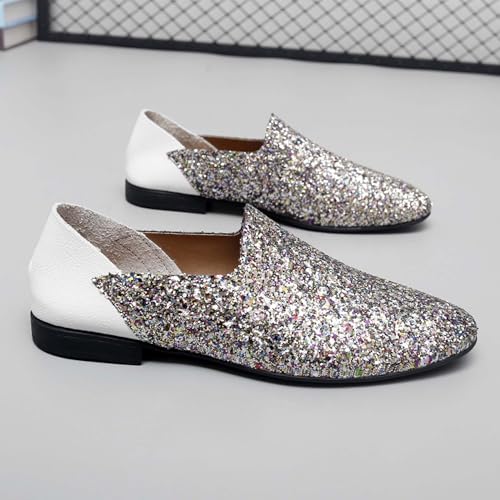 Men's Women's Loafers Glitter Formal Tuxedo Suit Uniform Shoes,Suitable for Wedding,Party,Prom,Nightclub,Fashion Pointed Toe Leather Shoes4