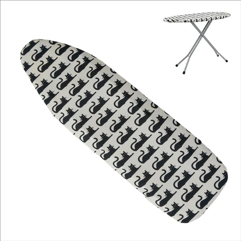 Premier Housewares Cat Ironing Board Cover | Stylish Black and White Cat Pattern | Easy to Install with Snug Fit | Perfect for Cat Lovers and Home Decor