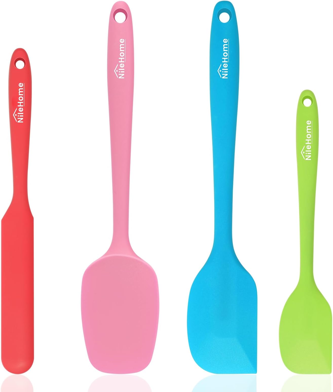 NileHome Silicone Spatula Set Rubber Spatula High Heat-Resistant Premium BPA-Free One Piece Seamless Design Cooking Spatulas Utensils Set For Kitchen, Multicolor(4pcs)