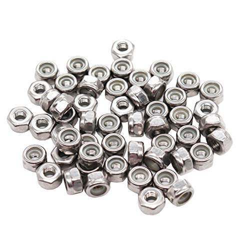 Image of 100pcs 10-32 Nylon Inserted Lock Nuts - 304 Stainless Steel, #10-32 Nylock Nuts for Furniture, Tools, Handle