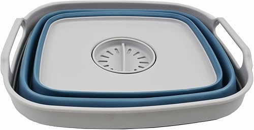 Miniatura 8 de SAMMART Sartén plegable de 7.5 L (2 galones) con tapón de drenaje, lavabo de lavado plegable, tina portátil para lavar platos, bandeja de