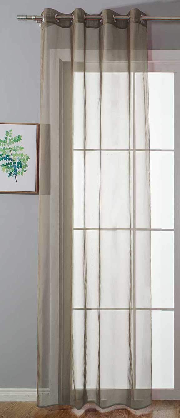 Gardinenbox 20332-cn Transparent Eyelet Curtain with Eyelets for Living Room, 100% Polyester, Nougat 225 x 140 cm
