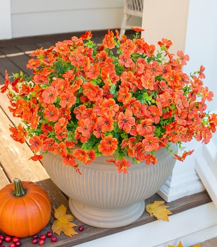 HyeFlora Artificial Flowers for Outdoor Indoor Garden Home Decoration, Faux Flower Daisy with Eucalyptus Leaves Fake Plants Greenery Boxwood Porch Patio, 12 Bundles Orange HyeFlora Artificial Flowers for Outdoor Indoor Garden Home Decoration, Faux Flower Daisy with Eucalyptus Leaves Fake Plants Greenery Boxwood Porch Patio, 12 Bundles Orange