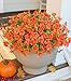 HyeFlora Artificial Flowers for Outdoor Indoor Garden Home Decoration, Faux Flower Daisy with Eucalyptus Leaves Fake Plants Greenery Boxwood Porch Patio, 12 Bundles Orange