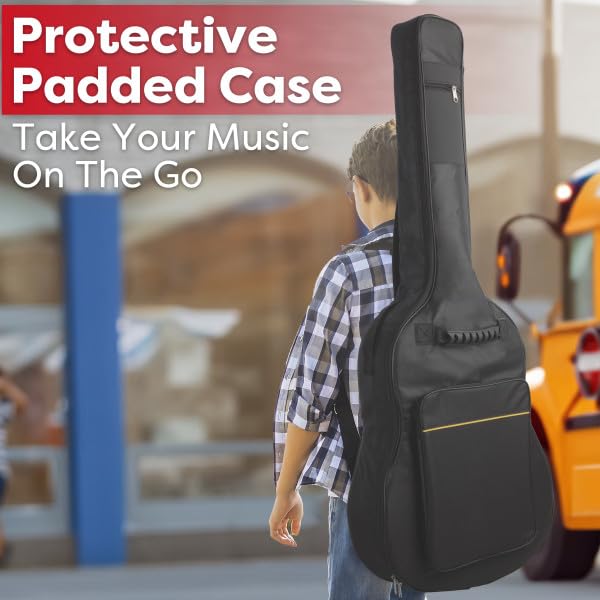 Image of 41in Acoustic Guitar - Guitar Kit with Case, Strap, Capo, Spare Strings, and Picks - Beginner Guitars for Kids and Adults by Hey Play (Black)