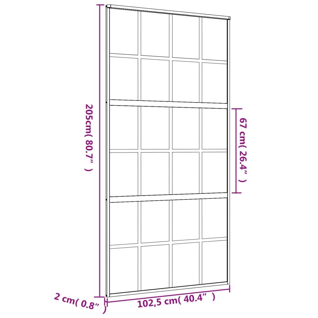 Drzwi przesuwne złote 102,5 x 205 cm, przezroczyste szkło ESG i aluminium, materiały budowlane, drzwi, drzwi domowe