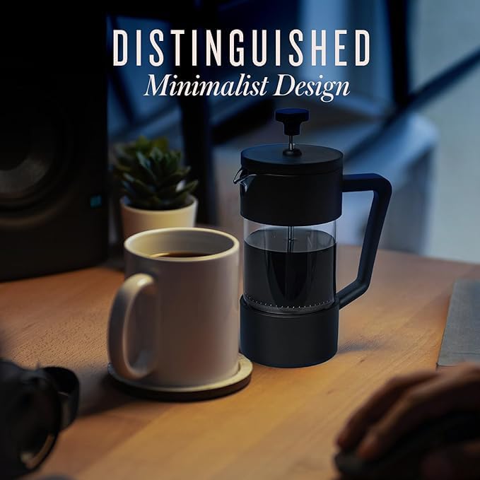 Image of 3D CREATIONS 800 ML Black French Press Coffee And Tea maker Stainless Steel filtration With 4 Stage Filtration