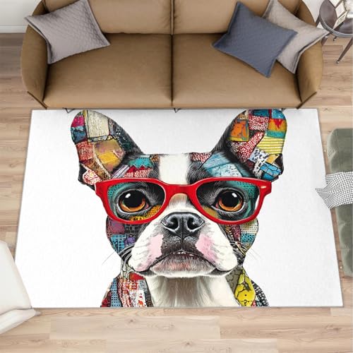 HYGIUID Paillasson Bulldog – 60 x 90 cm – Tapis de cuisine motif bouledogue français coloré imprimé pop chien intérieur salle de bain extérieur...