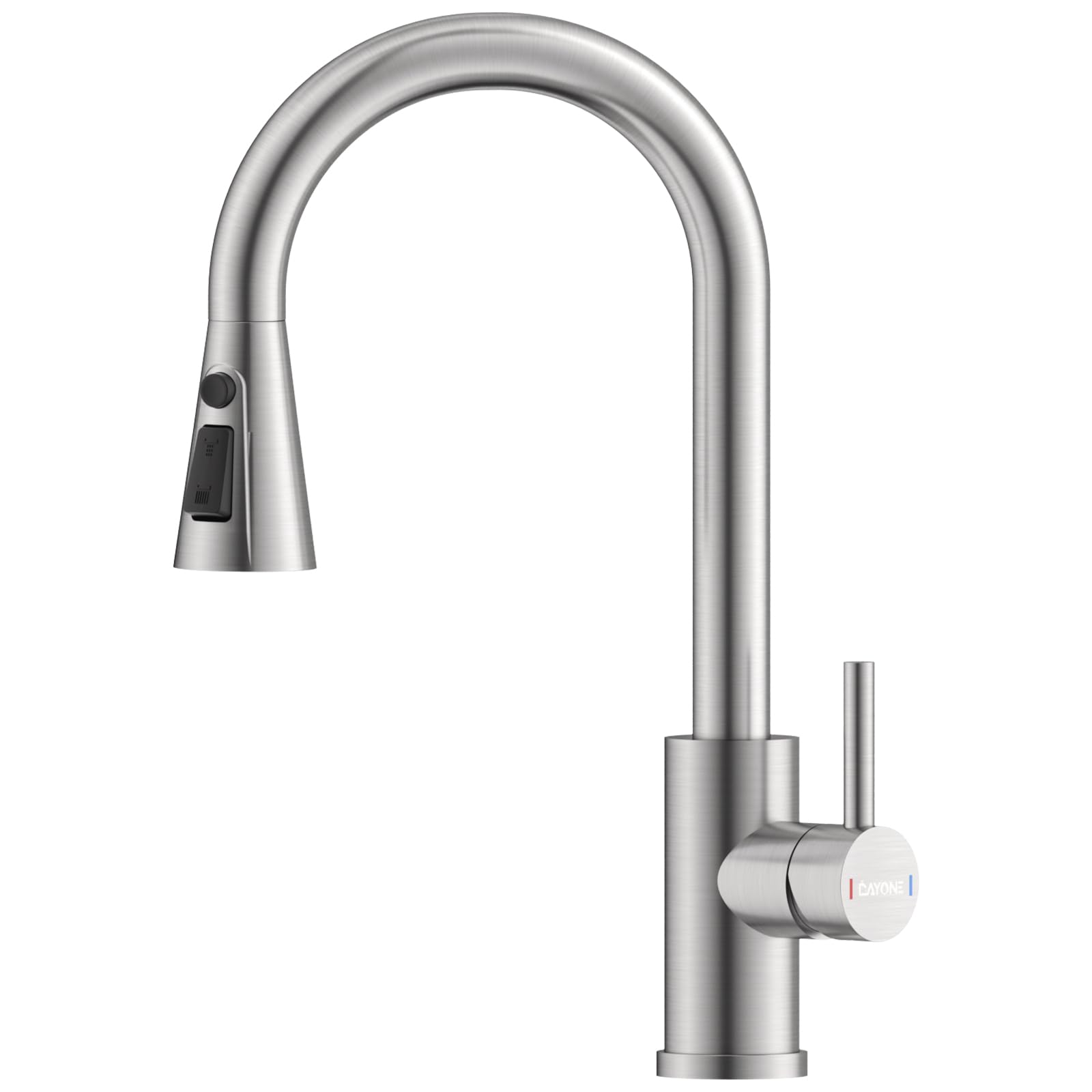 DAYONE Kitchen Faucet Mixer with Pull Down Sprayer Brushed Nickel, Kitchen Tap with 3 Water Modes for Sink, Single Handle High Arc Kitchen Faucets Stainless Steel