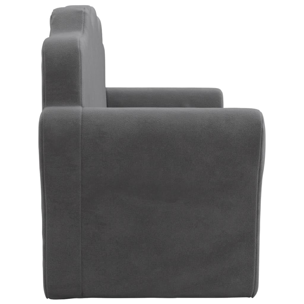 Sofa dziecięca 2-osobowa, antracytowa, z miękkiego pluszu, ze zdejmowaną poszewką, 94 x 34 x 48 cm, idealna do pokoju dziecięcego, do czytania, zabawy lub relaksu, trwała i łatwa do