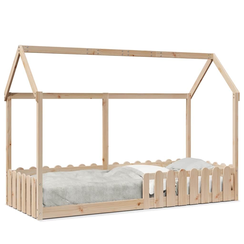 lite drewno sosnowe domek zabaw niska rama 80x200 cm brąz