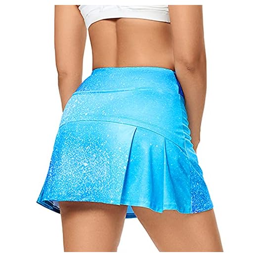 Magicor Dam rygg veckad atletisk tennis golf shorts kjolar med 3 fickor nätshorts för löpning aktiv träning, Starry-blå, XL