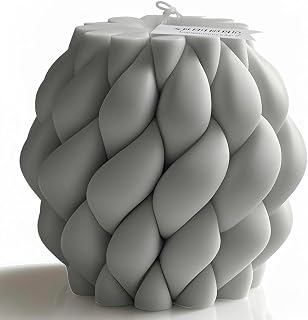 Large Handmade Rope Knot Soy Candle - Elegant Scented Pillar Candle for Home Decor, Perfect Housewarming & Unique Gift Idea, Natural Soy Wax, Phantom Gray (Large)