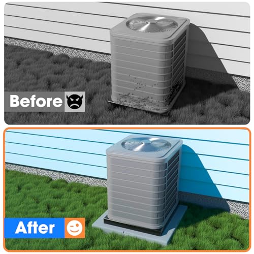 Image of Mini Split Pad for Condenser: Ground Base for Air Conditioner Outdoor Condenser Units, Plastic Equipment Pad for Ductless Minisplit Heat Pump Systems HAVC, Gray, 24'' x 24'' x 3''