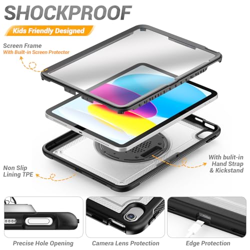 Étui pour iPad 10e génération 10.9 2022 coque antichoc transparente avec support - 7