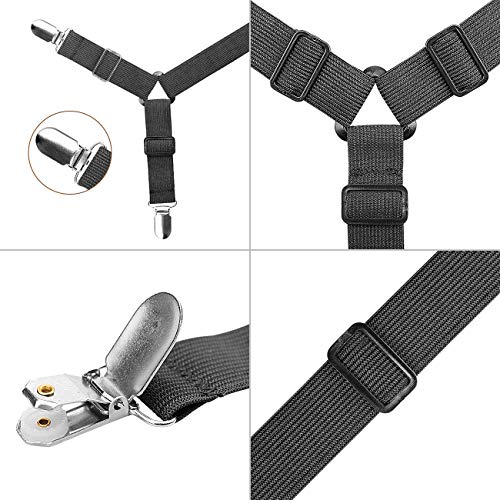 Acedécor Bed Sheet Suspenders, 4 Pcs(2 Sets) Adjustable Bed Sheet Holder Straps Fitted Sheet Clips Keeping Sheets In Place, Black #TOP2