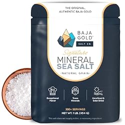 Baja Gold Signature Mineral Sea Salt, Gary Brecka Choice, Natural Grain 1lb | Natural Grain Sea Salt Crystals for Finishing, Pickling, and Salt Crusts, Trace Minerals, Lower Sodium, 300+ Srv