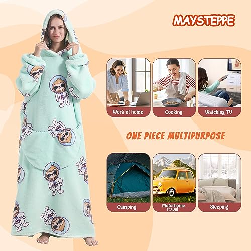 Oversized Blanket Hoodie, Adult Women Sherpa Fleece Wearable Blanket Warm and Cozy Giant Hooded Blanket Fluffy Sweatshirt for Women and Men - Image 3