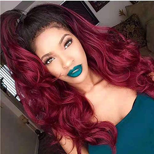 Burgundy Ombre Brazilian Hair Bundles With Closure 3 Ombre Human Hair Bundles And Closure 1B99J Black to Burgundy(10 12 14+10Closure)