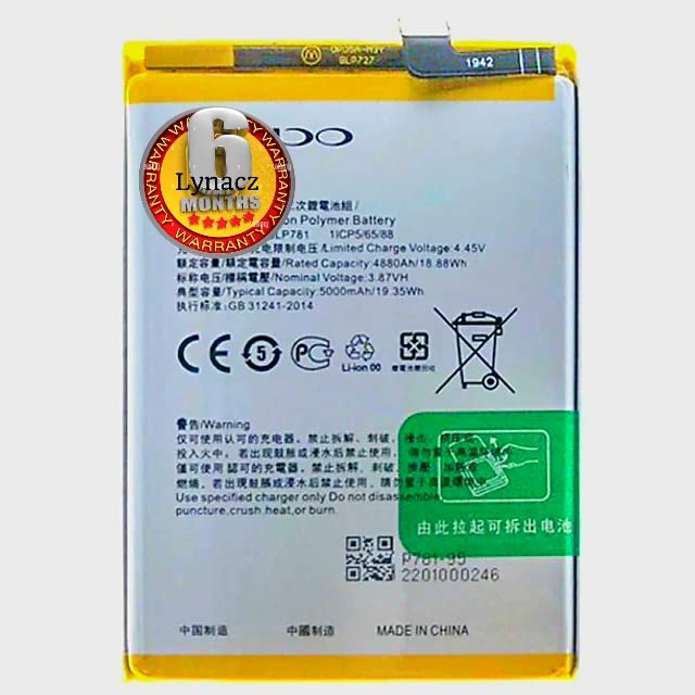 Image of Original BLP781 Battery Compatible with Oppo A52 (A92-22) Oppo A72 CPH261, CPH267
