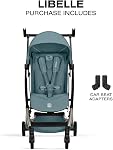 CYBEX Libelle Travel Stroller - Carry-On Compliant, Ultra-Compact & Lightweight (13.7 lbs), Easy & Compact Fold, One-Pull Harness, Adjustable Recline, Travel System Ready – Stormy Blue