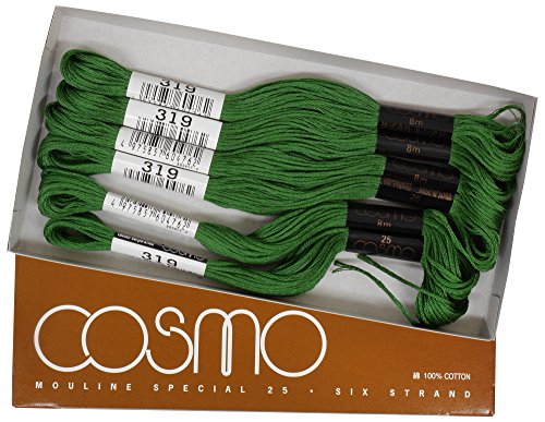 cosmo 25番刺しゅう糸 8m束 Col.319 グリーン 系 1箱 6束入り