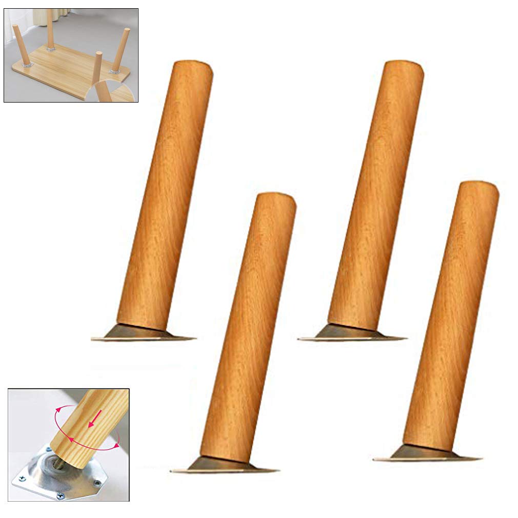 Gambe affusolate in legno massello di faggio per mobili, tavolo da pranzo, divano, tavolino, letto, mobiletto TV, include accessori di montaggio, elegante e