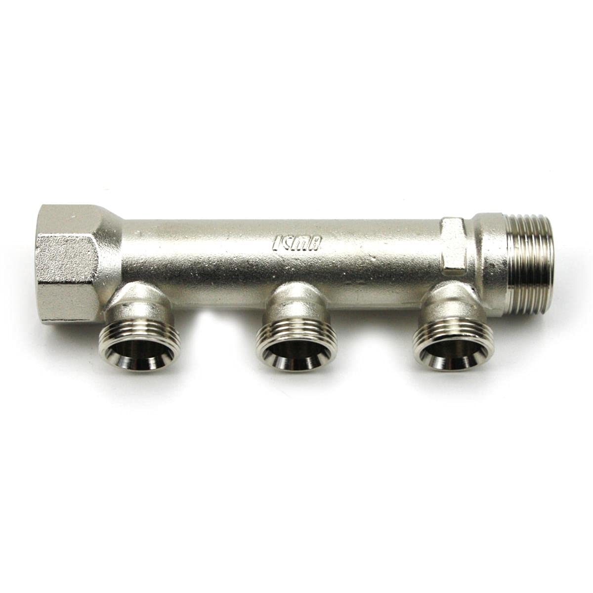 Universal Verteiler 3-Fach Sanitär 1" x 3/4" Eurokonus Wasser Heizung IG/AG
