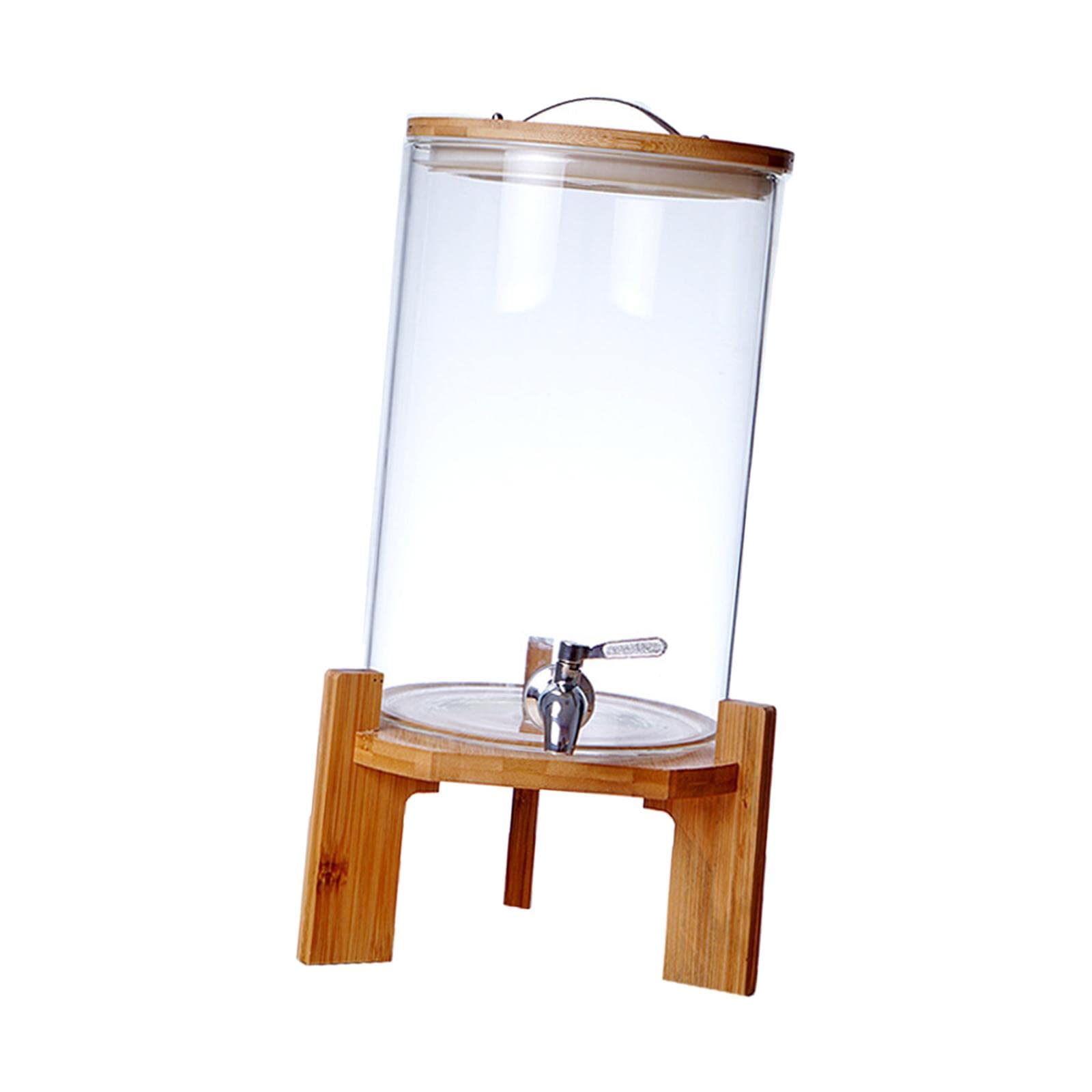 Glas Getränkespender mit Edelstahlfilter Borosilikat Getränkefass Leakproof Behälter mit Bambusdeckel Und Ventil für Restaurant Hotel Gartenparty, 8L