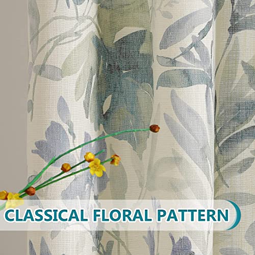 Image of MYSKY HOME Kitchen Curtains 54 inches Long Semi Sheer Light Filtering Curtains for Living Room,Drapes for Bathroom Window Treatment Grommet 2 Panels,Sage and Natural
