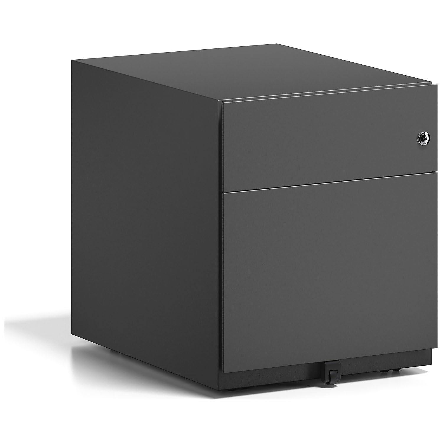 BISLEY Rollcontainer Note mit Griffleiste, 1 Universalschublade, 1 HR-Schublade, Metall, 633 Schwarz, 56.5 x 42 x 49.5 cm