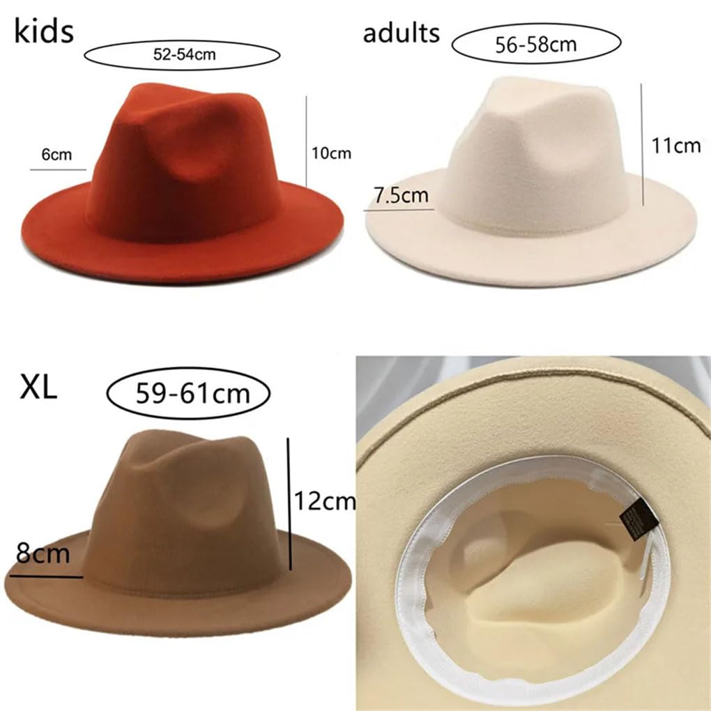Fedora Cappello da donna invernale da uomo cappelli per le donne formali per matrimoni decorano Panama Cap Fedoras grigio chiaro 9 56-58 cm (adulti)