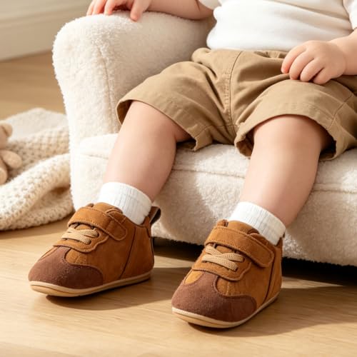 Image of Baby Boys Girls Sneakers Toddler Non-Slip Soft Rubber Sole First Walking Shoes Infant Newborn Crib Dress Shoes
