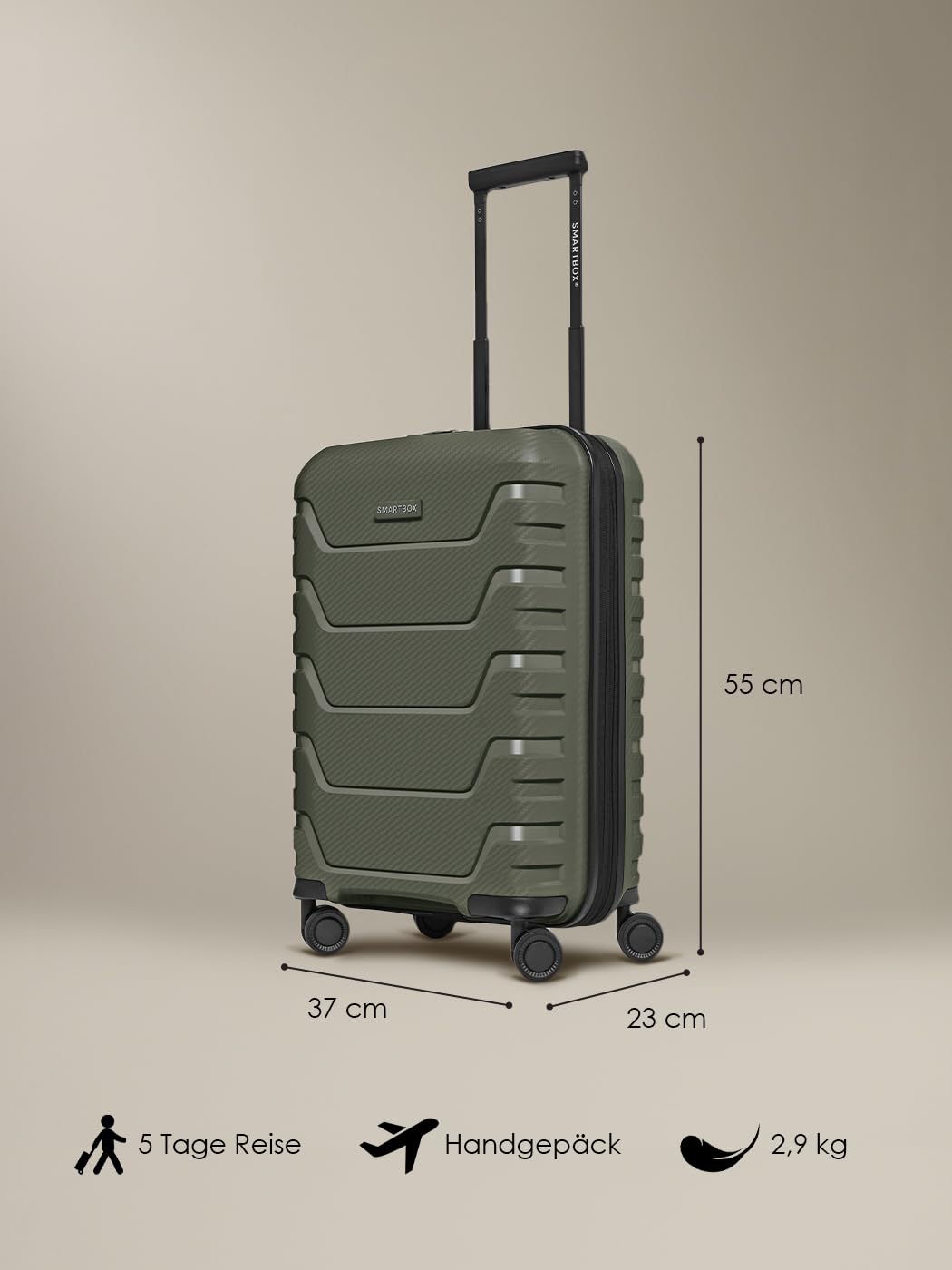 Smartbox Edición 01 Artículo básico, verde oliva, Koffer S (55 cm) erweiterbar