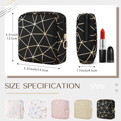 Image of Likesing Period Bag Pouch, Leather Tampon Holder for Purse-Black Gold | PU Period Pouches for Teen Girls, Women Portable Sanitary Napkin Storage Bag, Feminine Sanitary Bags Emergency Pad Pouch