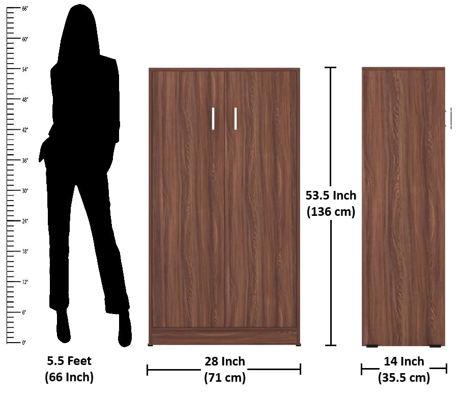 Image of FURNIFLIX Engineered Wood 7 Shelves Shoe Rack for Living Room Office Home Hall Wooden Shoe Cabinet Furniture - Walnut Finish