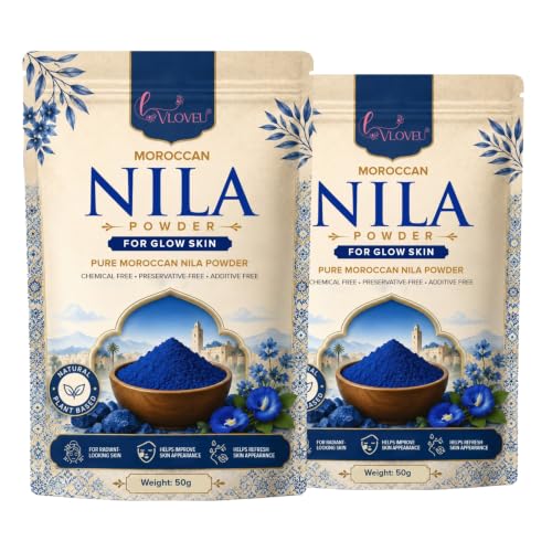 Image of VLOVEU Moroccan Nila Powder For Face - 50 g, Pack of 2 | Nila Powder Morocco | Tan Removal Face Pack Powder For Women | De Tan Mask Beauty Ritual Home Care