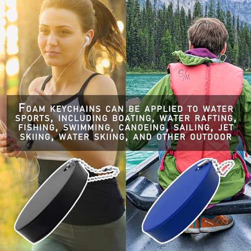 Image of 2 PCS Floating Oval Keychain, Foam Floating Keychain for Boating Fishing and Sailing (Black+Blue)