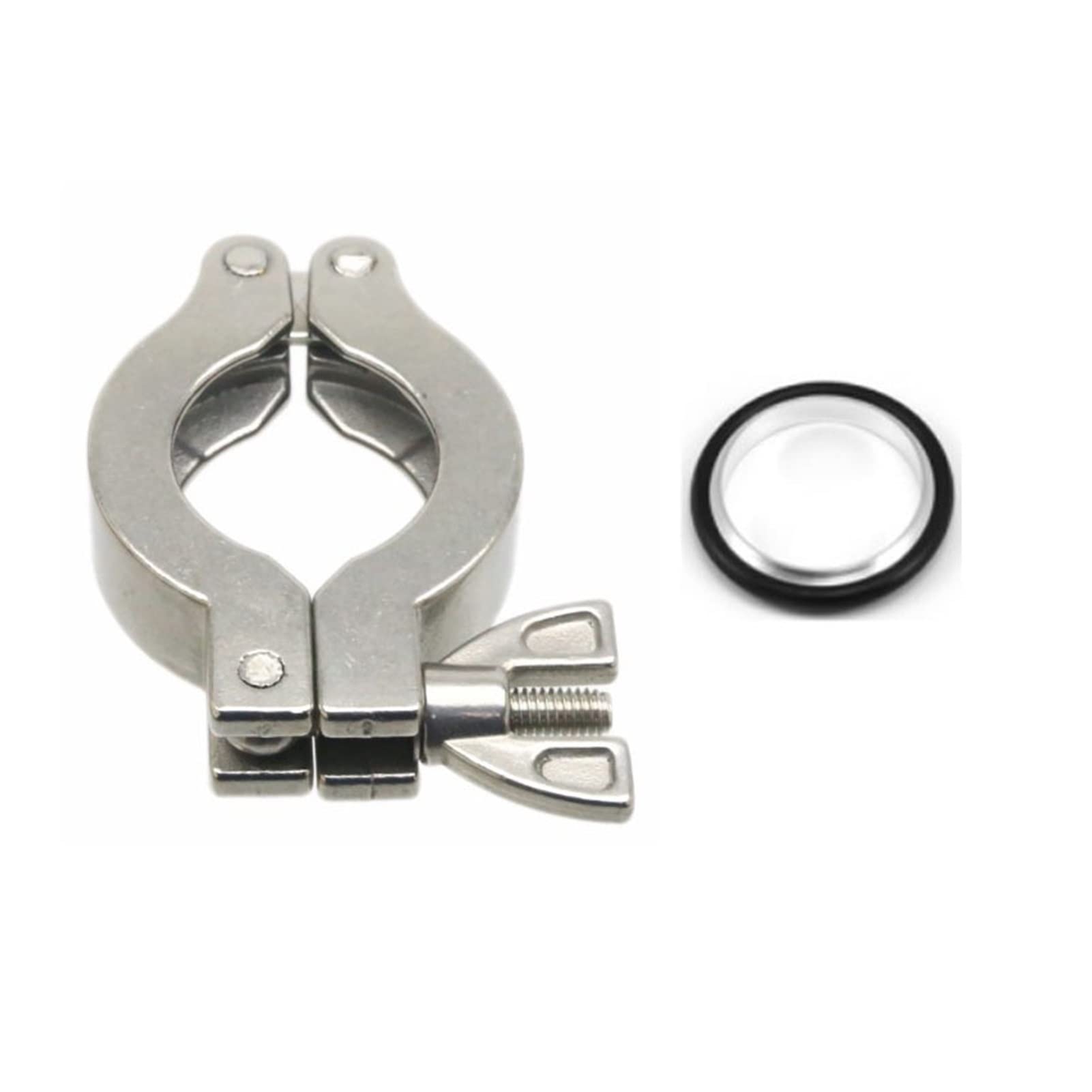 Aluminiowy Triclamp KF Zacisk Zawiasu Próżniowego Zacisk Rury Złączki Tri Clamp z Aluminiowym Wspornikiem Centrującym i Gumowym O-ring (Kolor: Srebrny, Rozmiar: KF50) Okucia