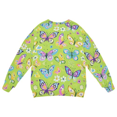 JUNZAN Colorful Butterfly Flowers Big Boys Sweatshirts Hoodies Long Sleeve Hoodie for Boys Camping 4T2