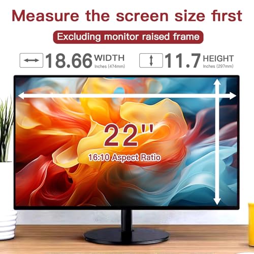 Image of 2 Pack 22 Inch Privacy Screen for Computer Monitor 16:10 Aspect Ratio, Eye Protection Anti Glare Computer Screen Cover, Removable Anti-Scratch Computer Screen Privacy Shield for 22''Widescreen