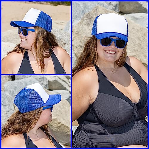 Image of Funky Junque Foam Trucker Hat, Trucker Hats for Women & Men - Blank Adjustable Snapback Mesh Back Baseball Cap