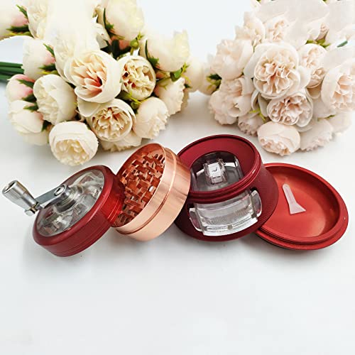 3 Inch Hand Crank Grinder With Clear Top Red #TOP1