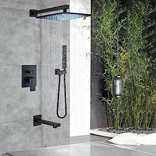 Mitigeur de douche noir anti-calcaire avec tête de pluie 12 pouces - 2