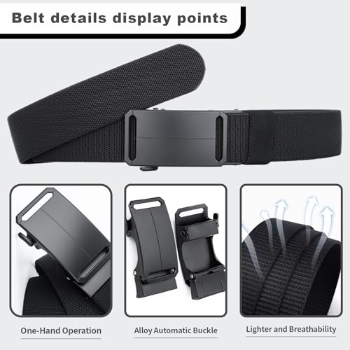 1.5" Tactical Ratchet Belt for Men, Adjustable Nylon Stretch Strap, Trim to Fit 27"-52" Waist (124cm/150cm)2