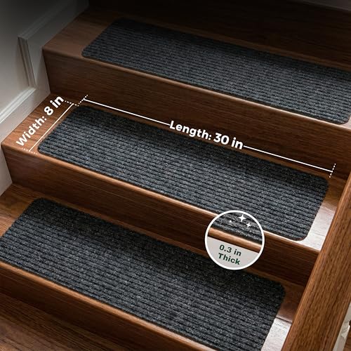 MBIGM Carpet Stair Treads for Wooden Steps, 15 Pack, 8″ x 30...
