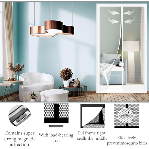 Moustiquaire magnétique porte 112x247 cm pour stopper les insectes de cave