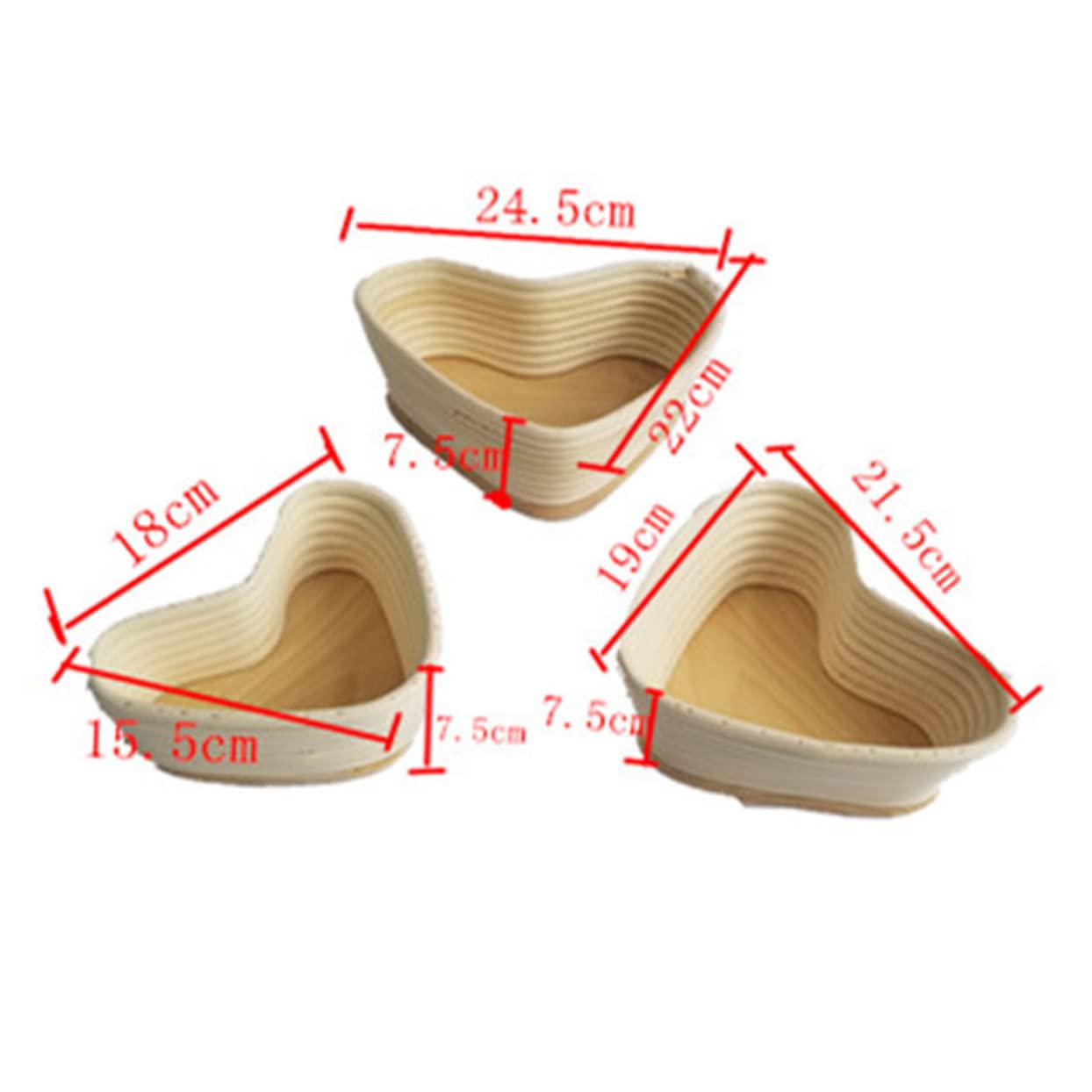 MUCKLILY Unbleached Heart Shape Vine Proofing Basket for Bread Baking Natural Rattan Dough Container with Cover Khaki Baking Tool for Artisan Bread Making