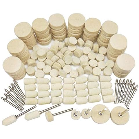 150 Pcs Wool Felt Polishing Pad & Polishing Wheel, Point & Mandrel Kit for Rotary Tools Jewelry,Glass,Metal,Ceramic Cover